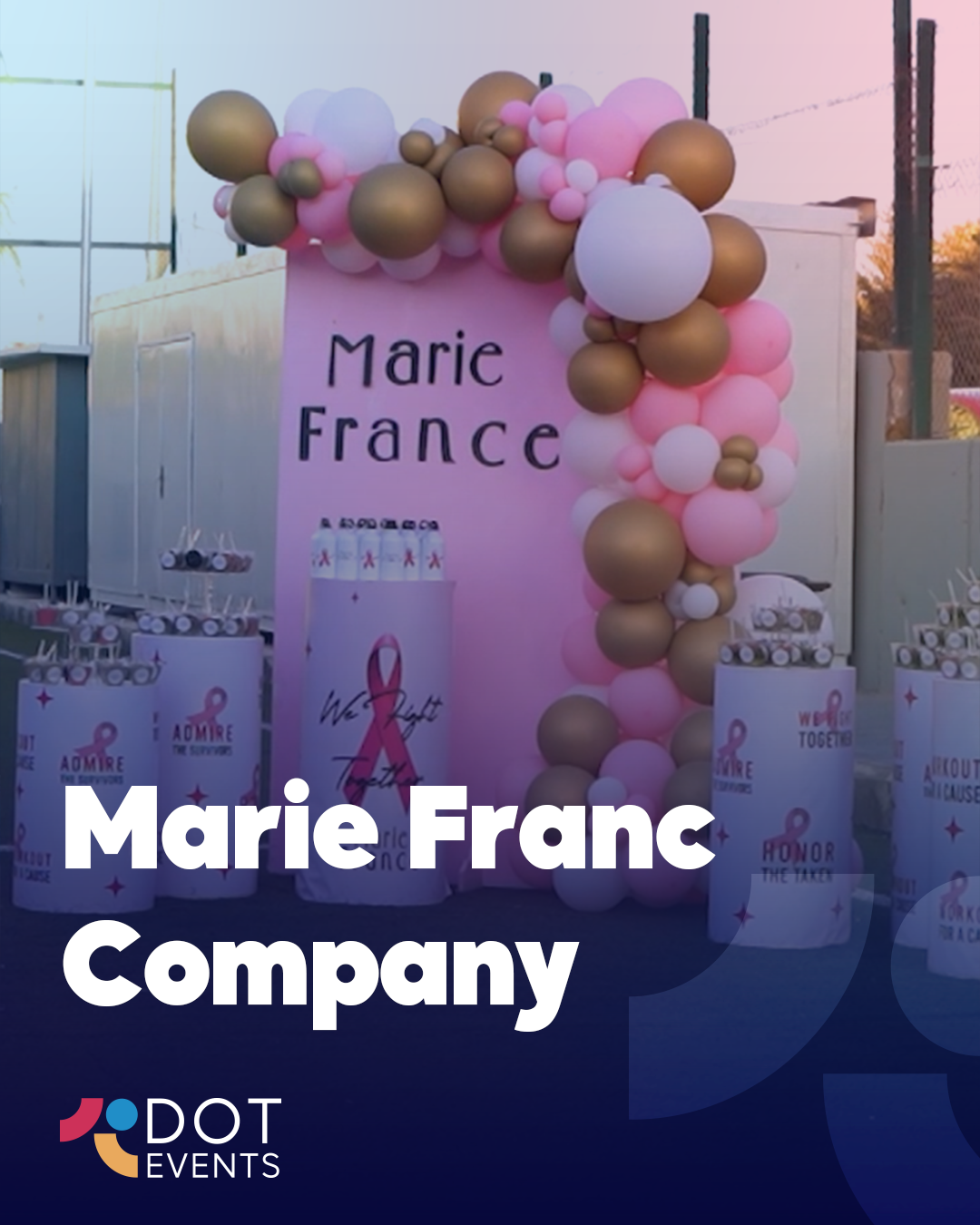 Corporate event production decor and branding setup by Dot Event for Marie France company